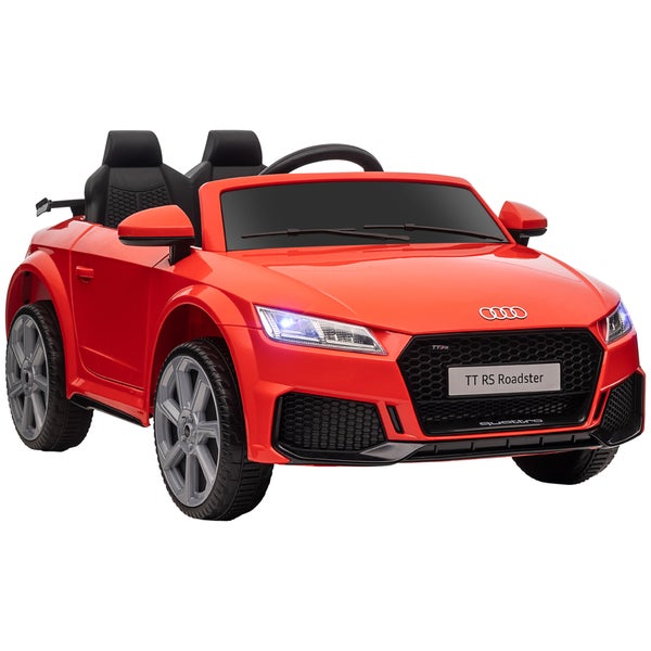 HOMCOM Kinder Elektroauto, 12V, mit 2,4 G Fernbedienung, Audi, mit Scheinwerfer, MP3-Anschluss, bis 3 km/h, für Kinder 3-5 Jahre, 102L x 60B x 44H cm, Kunststoff, Eisen, Rot