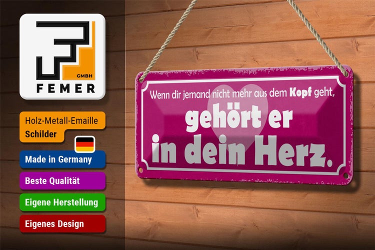 Blechschild Spruch 27x10cm wenn jemand nicht mehr aus Kopf Dekoration