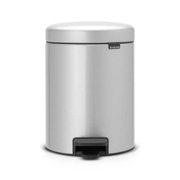 Brabantia Klassischer Tretmülleimer Mit Soft Verschluss 5 Liter HxBxT 30,2 x 26,3 x 21,7 cm Metall Metallik Grau