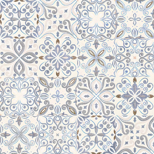 Fliesenmuster mit floralen und ornamentalen Motiven