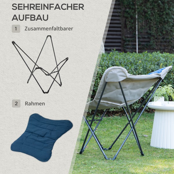 Outsunny Campingstuhl tragbar klappbar Gartensessel Regiestuhl Klappsessel Modern Design für Outdoor Picknick max. Belastung 120 kg Blau 88 x 74 x 84 cm