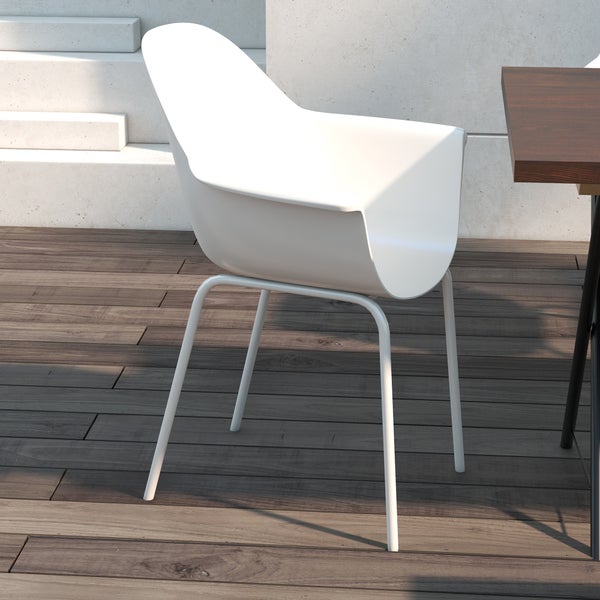 Outsunny 4er Set Gartenstuhl, Terrassenstühle mit Rückenlehne und Armlehne, bis 120 kg belastbar, 75B x 87T x 90H cm, HDPE, Grau