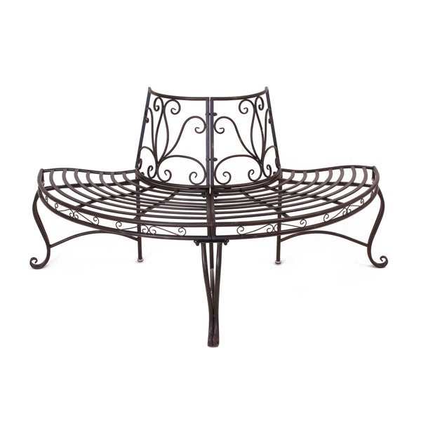FRANK FLECHTWAREN | Metallbank Halbkreis, METALL, 152 x 78 x 75 cm, Sitztiefe 40 cm, Sitzhöhe 44 cm, einfache Selbstmontage, Stückpreis für eine Hälft