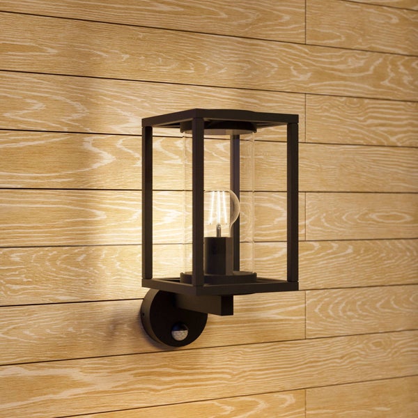 Lucande Wandlampe aussen mit Bewegungsmelder, Aussenwandleuchte spritzwassergeschützt IP44 1x E27 max. 60W ohne Leuchtmittel Außenleuchte