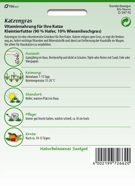 Katzengras-Saatgutpackung für die Gesundheit von Katzen