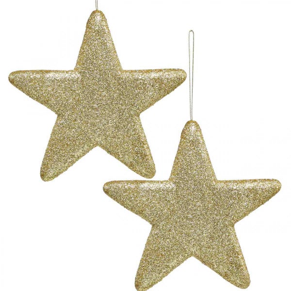 Zwei glitzernde Sterne als Christbaumschmuck