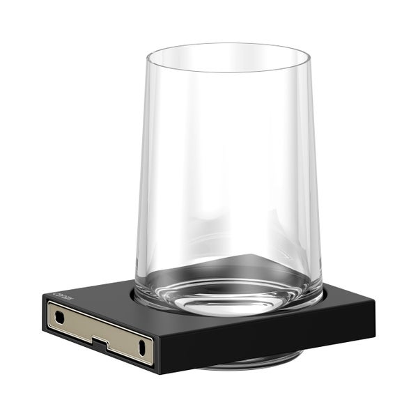 KEUCO Edition 11 Black Selection Glashalter mit Echtkristallglas, schwarz-matt