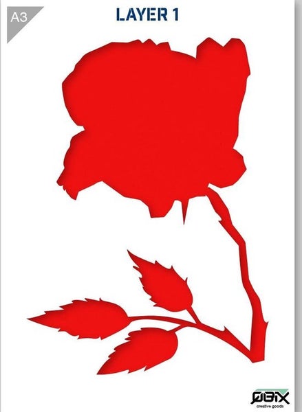 Rose Schablone - 2 Schichten Kunststoff A3 Schablone