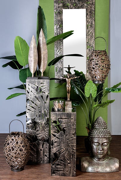 Säule GILDE Säulen Höhe 70cm Breite 27cm bronzefarben Glas, Metall