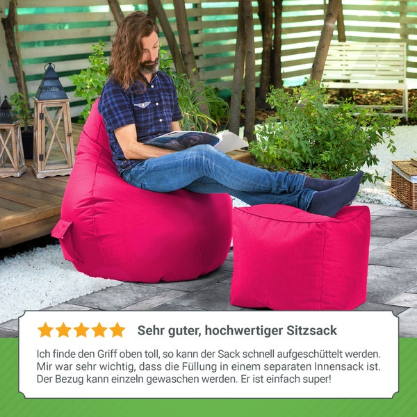 Green Bean Sitzsack mit Rückenlehne 80x70x90cm - Gaming Chair mit 230L Füllung Kuschelig Weich Waschbar - Bean Bag Bodenkissen Lounge Chair Sitzhocker Relax-Sessel Gamer Gamingstuhl Pink
