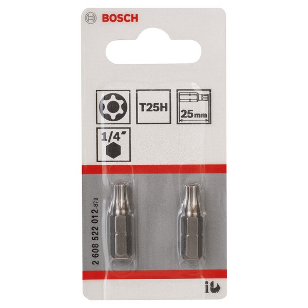 Bosch Logo, Packung mit zwei T25H Schrauberbits, 25 mm Länge, 6.35 Millimeter Aufnahme