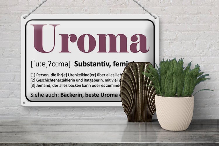 Blechschild Spruch 30x20cm Uroma Bäckerin beste Uroma Welt