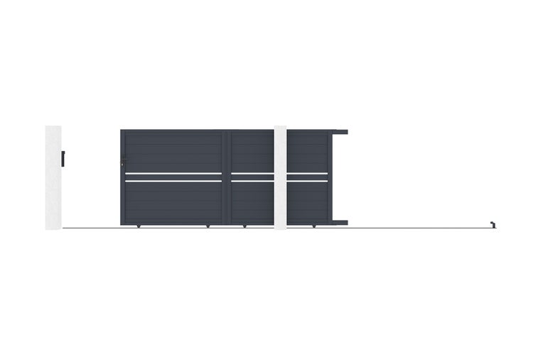 Schiebetor aus Aluminium mit horizontalen Lamellen