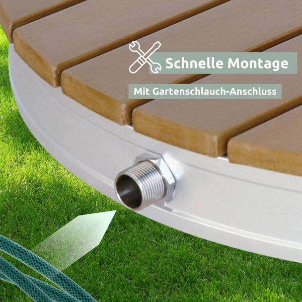 holz4home Bodendusche für Pool Garten und Camping Gartendusche mit Zubehör Rund WPC