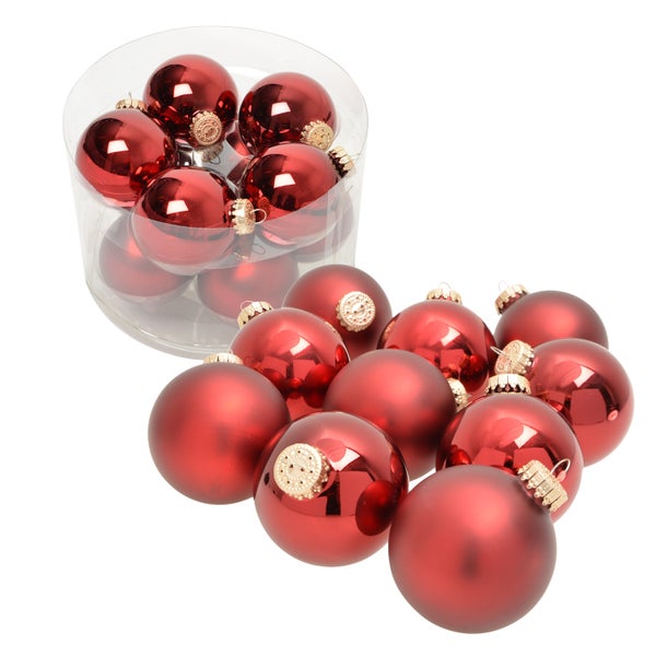 Rot 6cm Glaskugeln uni in Kugeldose (10 Stück), 10 Stck., Weihnachtsbaumkugeln, Christbaumschmuck, Weihnachtsbaumanhänger