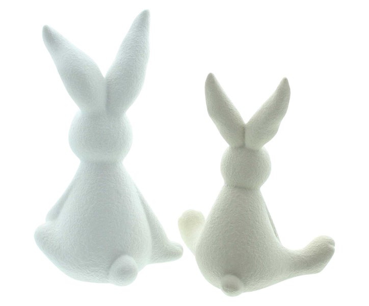 FRANK FLECHTWAREN | Hase White & Cream, 2er Set, PORZELLAN, 10,5 x 10 x 19 cm, 12,5 x 8 x 15,5 cm