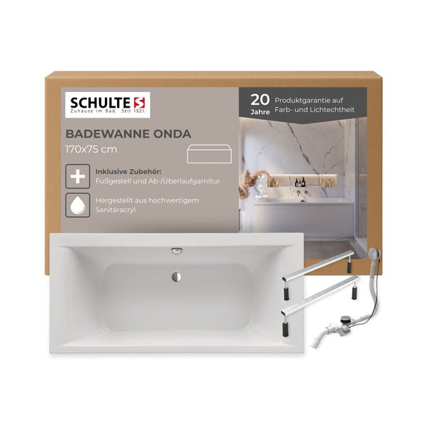 Schulte Onda Badewanne 170x75 cm mit Zubehör