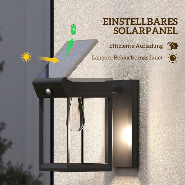 Outsunny Solar Wandleuchte, 14cm x 24cm x 24cm, ABS, Schwarz