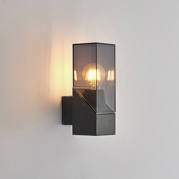 Lucande Wandleuchte außen Fiola (spritzwassergeschützt (Modern) in Schwarz aus Aluminium (1 flammig, E27) - Außenwandleuchten Wandlampe Led Außenlampe Outdoor für Außenwand/Hauswand