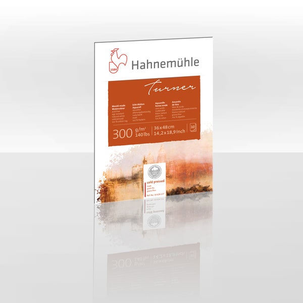 Hahnemühle Turner Aquarellpapier, 36 x 48 cm, 300 g/qm, Packung mit 10 Blatt