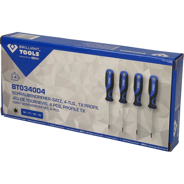 Brilliant Tools Schraubendreher Set, 4-teilig, TX Profil im Karton