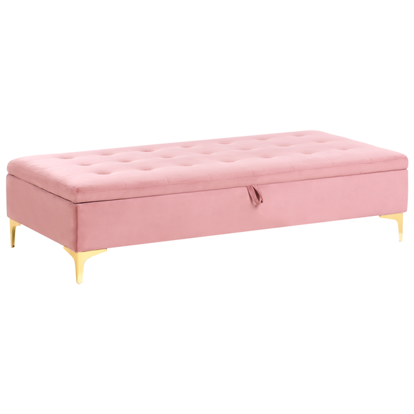 Aufbewahrungshocker ABERDEEN Samtstoff Rosa