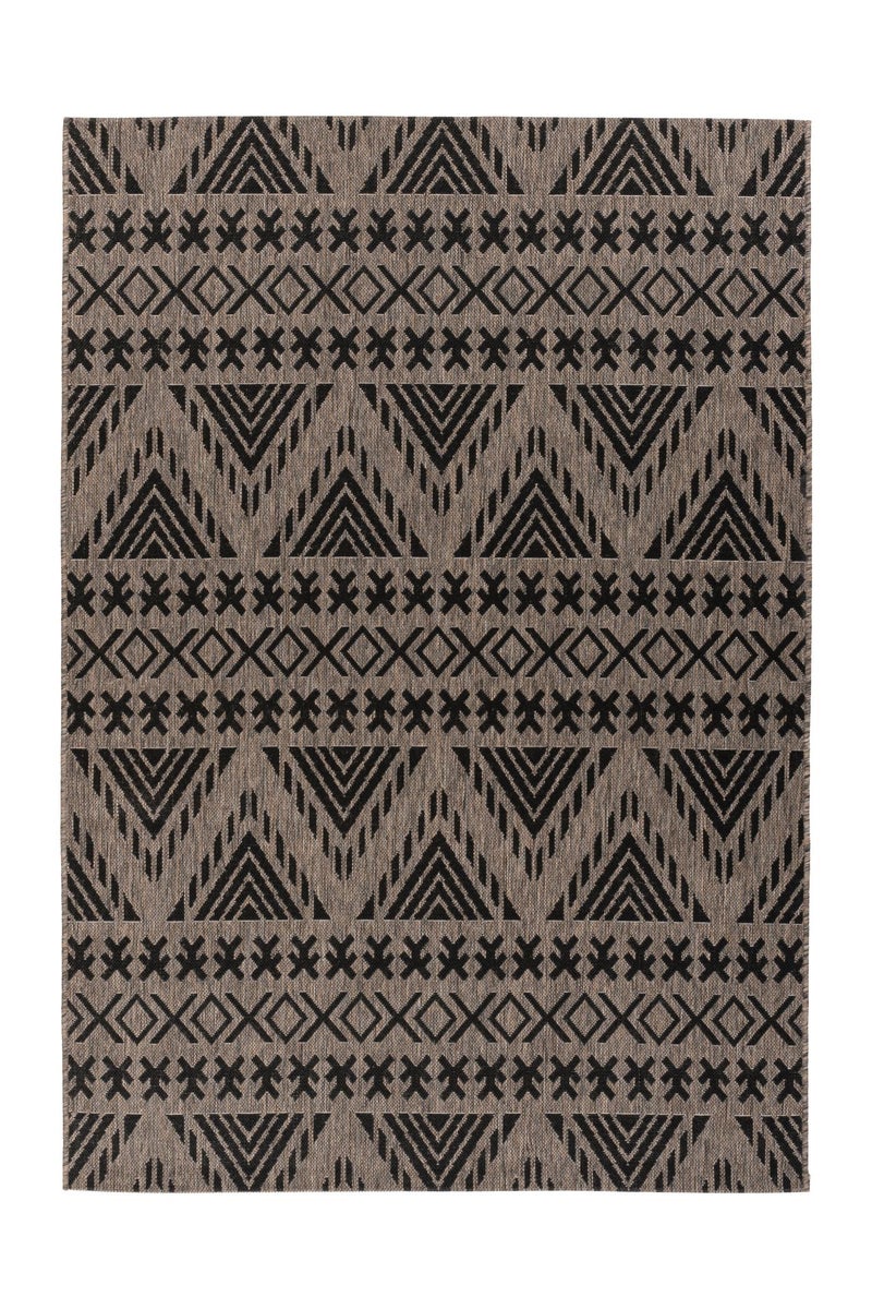 Flachflor Teppich Silkaria Grau / Braun Ethno-Design 80 x 150 cm