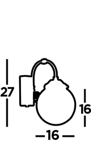Technische Zeichnung einer Wandleuchte mit Maßangaben