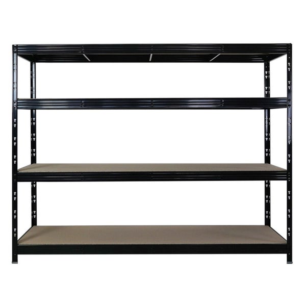 PROREGAL Mega Deal 4x Profi Schwerlastregal Rhino, HxBxT 180x240x60cm, 4 Spanplatten-Ebenen 8mm, Fachlast 450kg, Schwarz