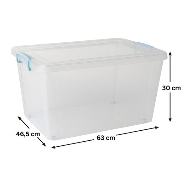 Aufbewahrungsbox aus Kunststoff mit Deckel und den Maßen 63 x 46,5 x 30 cm