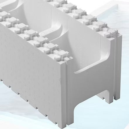 Schalungsstein aus Styropor mit Verzahnungssystem für Wandbau oder Poolbau.