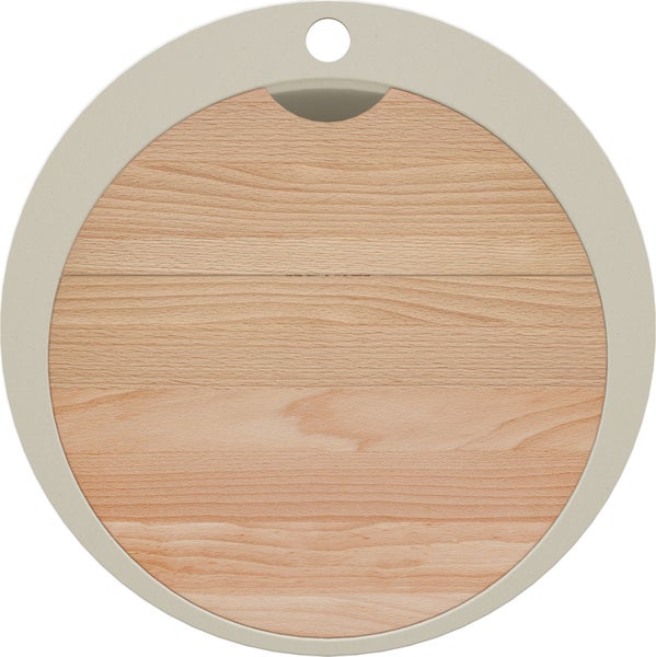 Rundes Schneidebrett aus Holz mit Griffmulde