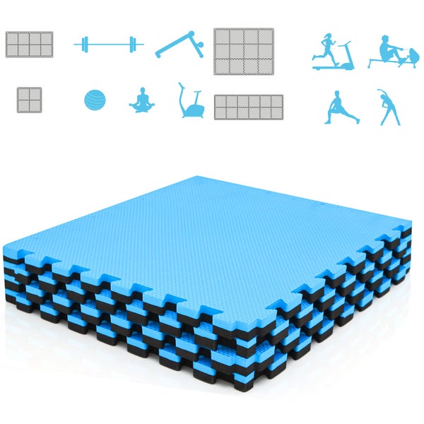 Stapel aus quadratischen Schutzmatten mit Stecksystem für Fitness und Sport
