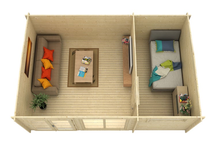 Alpholz Gartenhaus Atrium-E aus Massiv-Holz, Gerätehaus mit 70 mm Wandstärke, Garten Holzhaus inklusive Montagematerial, Geräteschuppen Größe: 598 x 400 cm, Pultdach