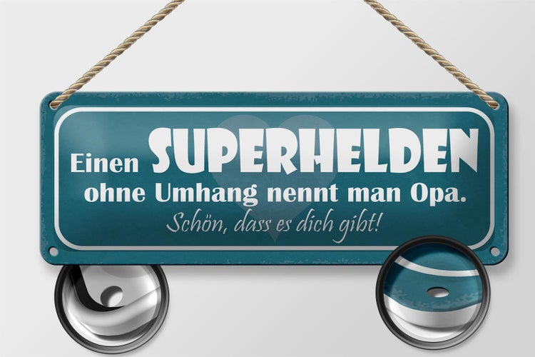 Blechschild Spruch 27x10cm Opa Superheld ohne Umhang schön Dekoration