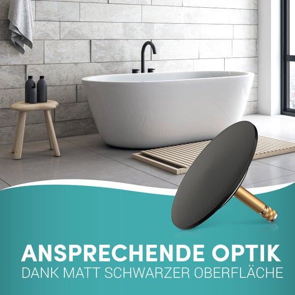 Engelbach® Badewannenstöpsel mit Universaler Passform - integrierte Doppel Dichtung - Schwarz