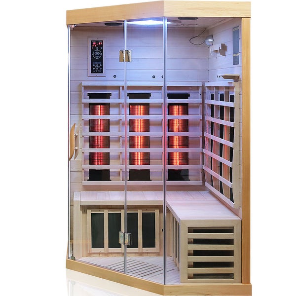 Dewello® Infrarotkabine Infrarotsauna BRANDON 120cm x 120cm inkl. 6 Vollspektrumstrahler, 3 Karbonstrahler, 2 Personen