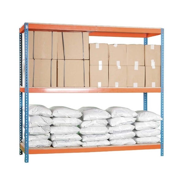 Schwerlastregal MID WOOD YETI THREE | HxBxT 150x150x75cm | Fachlast 400kg | Blau-Orange