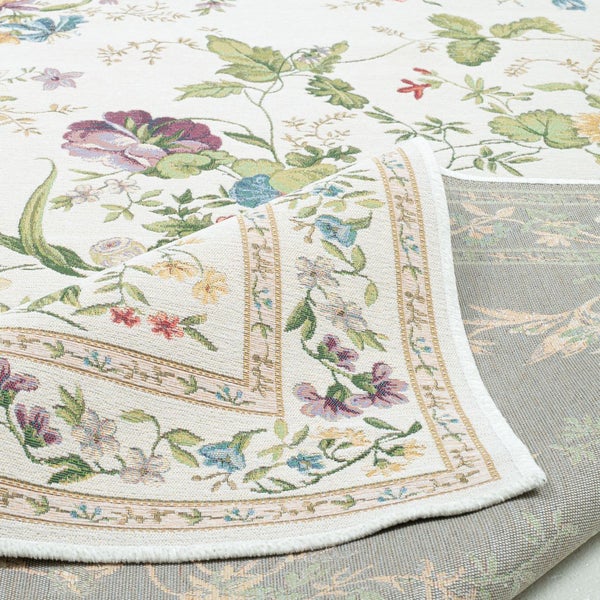 Gewebter Bordürenteppich im floralen Design Flomi Creme 70x400 cm