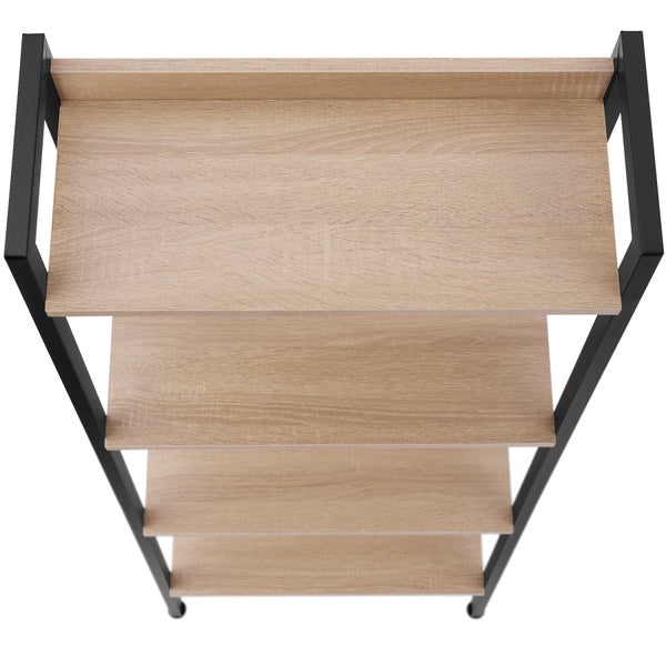 Leiterregal tectake Chatham inklusive Kippschutz, 57,5 x 34 x 138 cm Industrial Style Industrial Holz hell, Eiche Sonoma