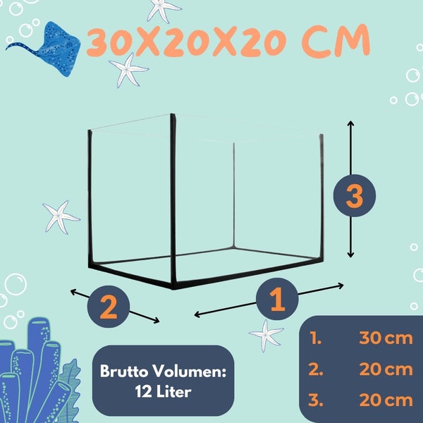 Aquarium Becken Rechteckig Glas Aquariumbecken Mini Aquarium Salzwasseraquarium Nano Aquarium Glasbecken Glasaquarium Aufzuchtbecken 30x20x20