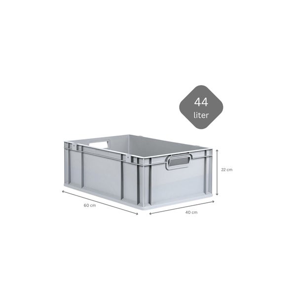 PROREGAL SparSet 5x Eurobox NextGen Grip mit Auflagedeckel mit 4 Roten Schiebeschnappverschlüssen HxBxT 22 x 40 x 60 cm 44 Liter