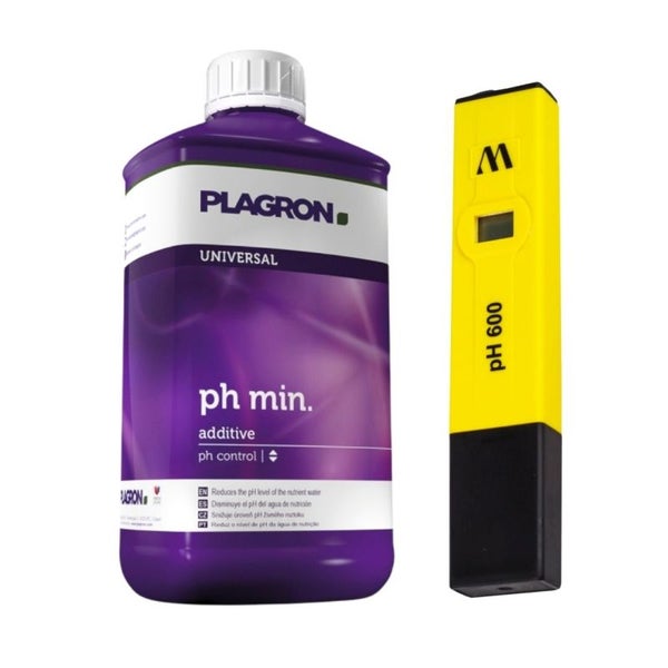 Plagron pH-Minus 500 ml mit digitalem pH-Messgerät – Mineralischer pH-Regulator für optimales Wachstum, stärkere Wurzeln & bessere Nährstoffaufnahme in Garten, Indoor & Hydroponik
