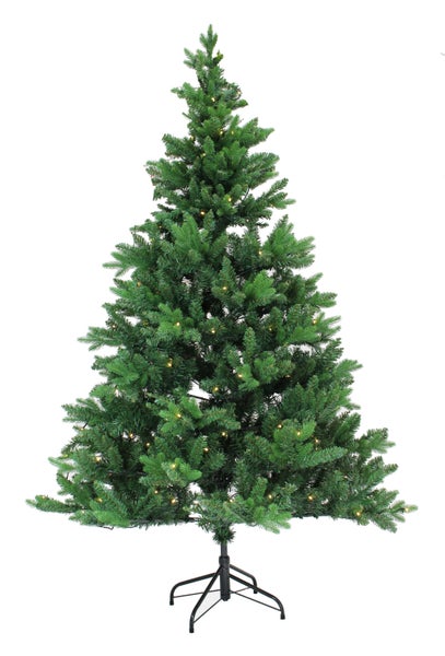 Geschmückter künstlicher Weihnachtsbaum mit Ständer