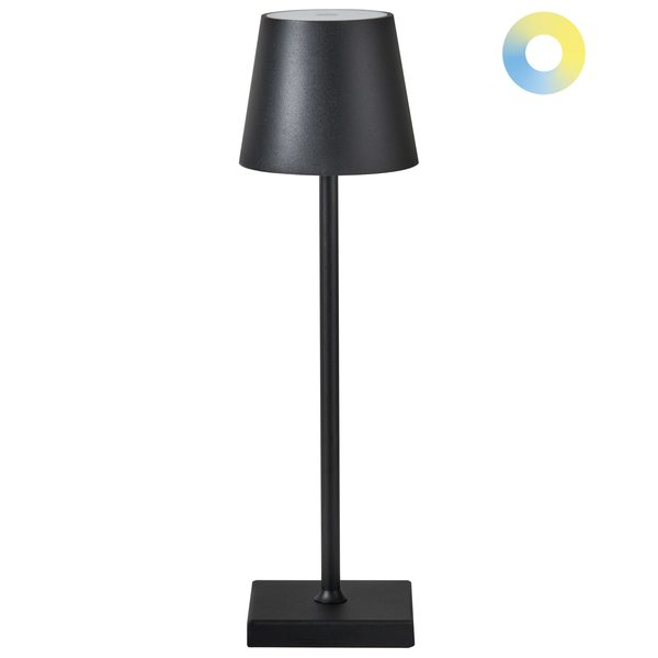 Kabellose LED Tischlampe BACEIRO mit Dimmer Metall Schwarz