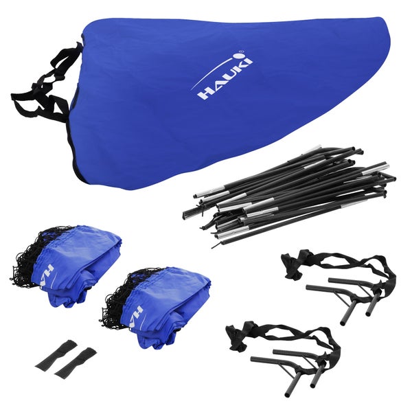 Hauki 2er Fußballtor Kinder Set 120x95x97 cm, Blau, Fußball Tore für Kinder & Erwachsene, tragbar, schneller Aufbau, Training Fußballnetz, Klappbares Pop Up Tore für den Garten & Park, mit Tasche