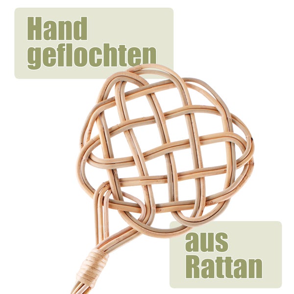 Handgeflochtener Teppichklopfer aus Rattan
