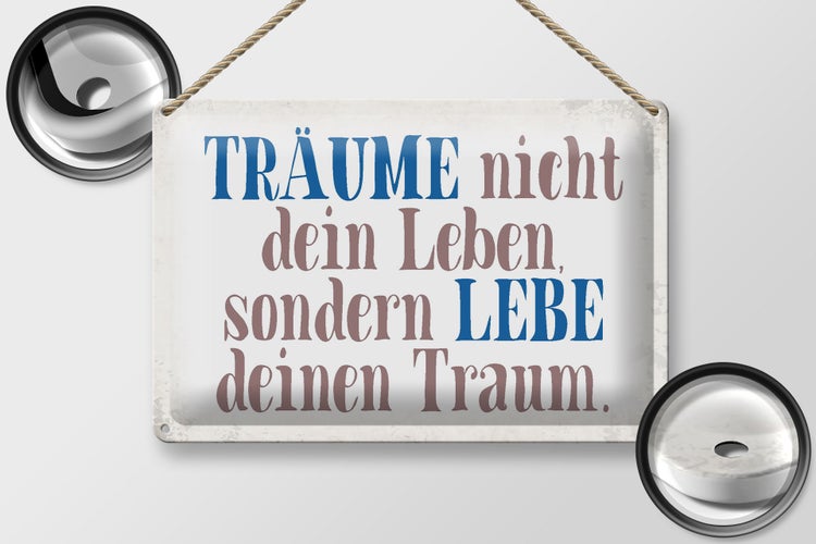 Blechschild Spruch 30x20cm träume nicht dein Leben lebe