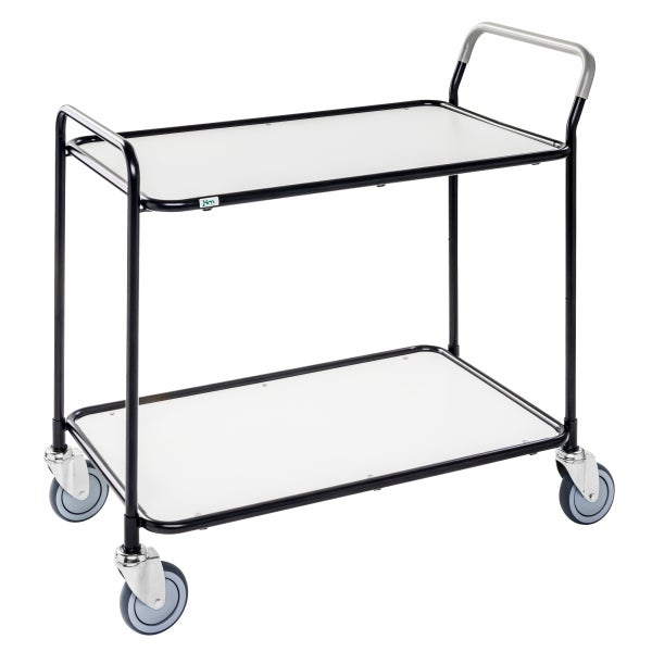 Servierwagen mit zwei Ablageflächen und Rollen