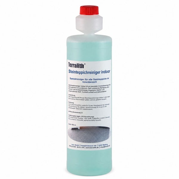 Terralith Steinteppichreiniger indoor für Steinteppiche im Innenbereich in der 1000 Milliliter Flasche.